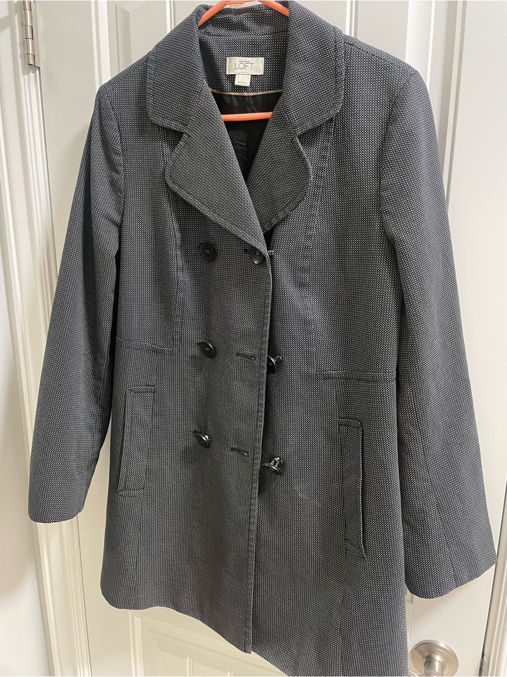 LOFT Women's black and white Double-Breasted Peacoat Jacket
